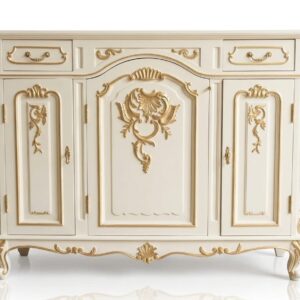 Luxury French Style Wooden Sideboard Cabinet – Ivory & Gold Finish