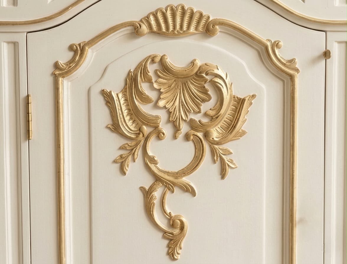 Luxury French Style Wooden Sideboard Cabinet – Ivory & Gold Finish - Image 3